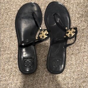 Tory Burch Black and Gold Women's Sandals